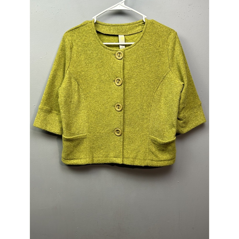 Sun Moda Jacket Womens Small Button Front 3/4 Sleeve‎ Pocket Made in USA